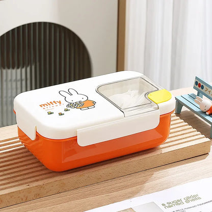 Kawaii Miffy Stainless Steel Divided Lunch Box Water Heated Student Lunch Box Cartoon Children's Lunchbox Christmas Gift Toys