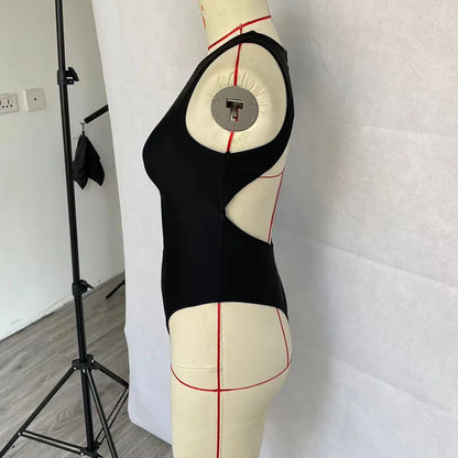 BEACHCICI Women's Bikini One Piece Summer Sexy  Simple Hollow Out Tank Round Neck Beach Holiday Swimwear