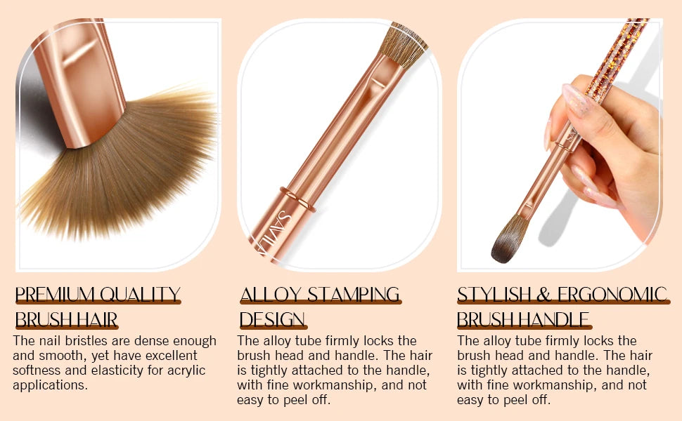 Saviland 7pcs Acrylic Nail Brush Set Size4/6/8/10/12/14/16 Acrylic Brushes for Acrylic Application Acrylic Powder Nail Art