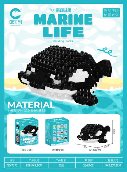 Marine Organism Micro Building Blocks Sea Turtle Killer Whale Beluga Walrus Penguin Mini Brick Figure Toys For Christmas Gift