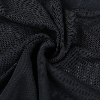 HLJ Black Sexy Mesh Perspective Patchwork Party Nightclub Dresses Women Thin Fur Mini Suspended Dress Female Halloween Clothing