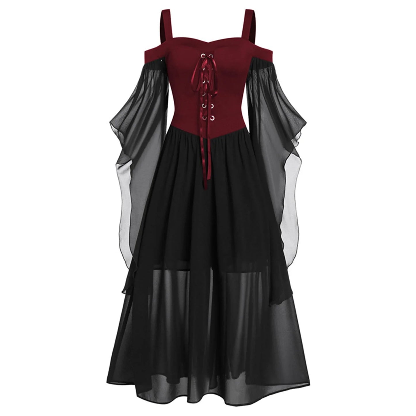 5XL Women Fashion Vintage Style Square Neck Party Dress Women Cosplay Dress Retro Midi Gown Dress Gothic Dresses Women Clothing