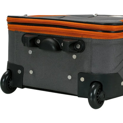 Softside Upright Luggage Set,Internal Retractable Handles Expandable, Charcoal, 4-Piece (14/19/24/28)，Expandable Luggage