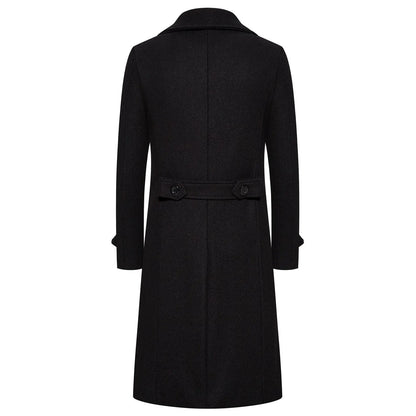 Woolen Warm Men's Double Breasted Overcoat Autumn/Winter Button Long Cardigans Smooths Long Jacket Elegant Trench Coat For Men