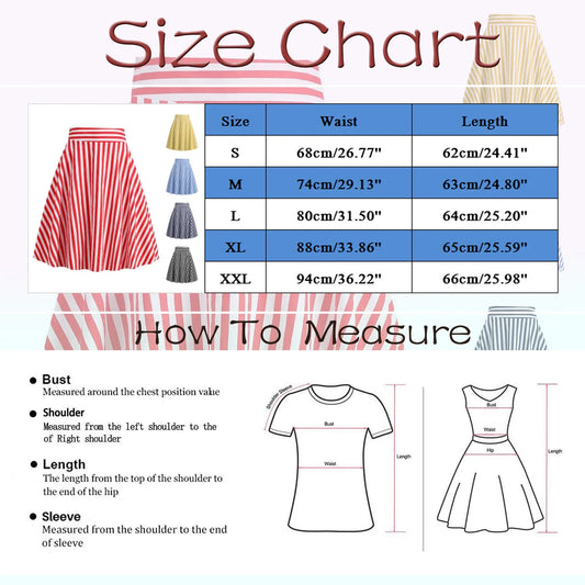 2025 Spring Summer Vintage Skirts Women Korean Fashion Striped Faldas Elegant Chic A-Line Swing Skirt Fashion Midi Skirts