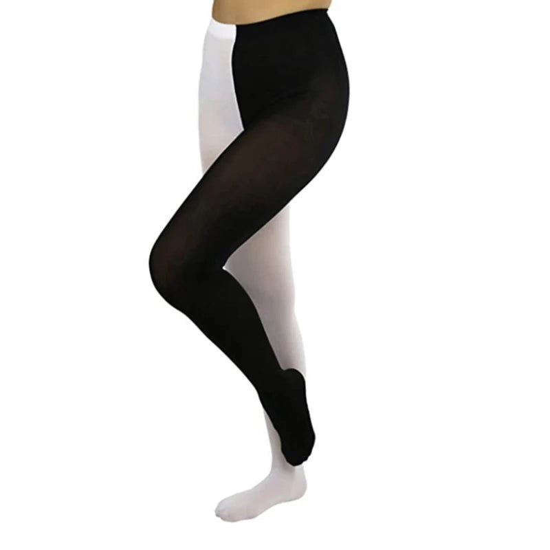 EtherealBe two-toned Halloween tights for women featuring a stylish black and white design