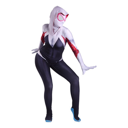 EtherealBe Gwen Stacy cosplay costume for women with hood and spider web design