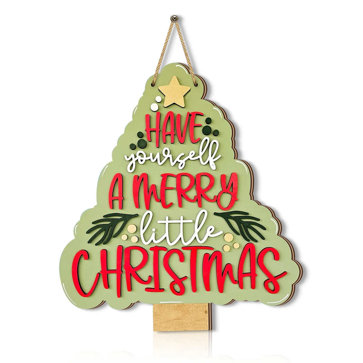 Christmas - themed Wooden Sign with "Have Yourself a Merry Little Christmas"
