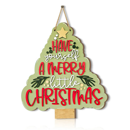 Christmas - themed Wooden Sign with "Have Yourself a Merry Little Christmas"
