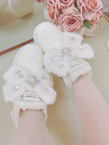 Winter Snow Boots 2025 New Thick-soled 5cm White Cotton Boots Thickened Warm Waterproof Cute Casual Shoes Fashion