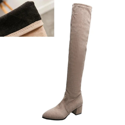 Thigh High Boots Women 2023 Winter Fashion Boot New Over Knee Boots Women Shoes Sexy High Heels Botas Red Warm Fur Black Boots