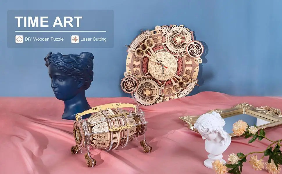 Robotime Wall Clock 3D Wooden Puzzle Wooden Set Mechanical Building Kits Wooden Puzzle Game Children Gift Best Christmas Gift