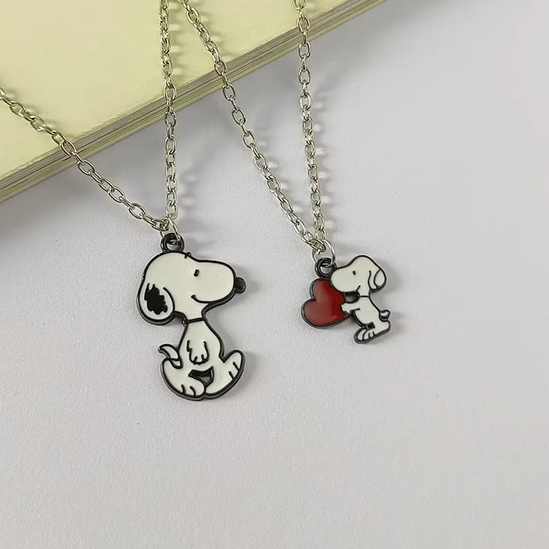 Cartoon Snoopy Sleepwear Trouser Suit Long Sleeves Pajamas Loose Simple Cardigan Home Wear Fashion Soft Comfort Cute Girls Gift