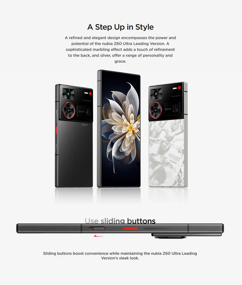 New Original Global Version Nubia Z60 Ultra Leading Version NX721J Snapdragon 8 Gen 3 Leading Version 6.8" 2480x1116 50MP 6000mA
