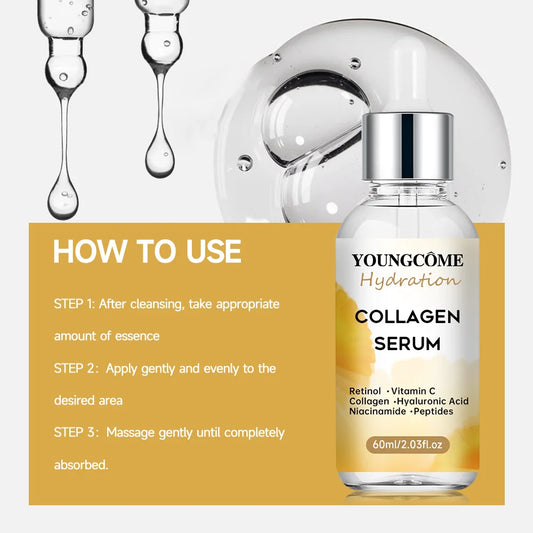 Collagen Face Serum Skincare Facial Essence Liquid Moisturizing Soothing Nourishing Face Serum Pore Shrink Skin Care Korea 2025