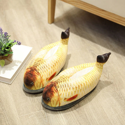 Creative Fish Animals Slippers Women Comfortable Flat Bottomed Cartoon Cute Warmth Home Slipper Non-Slip Thick Sole Furry Shoes