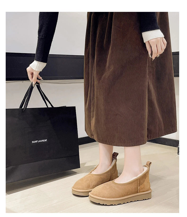 2025 Women Winter Ultra Mini Boot Designer Australian Platform Boots for Leather Warm Ankle Fur Booties Luxury Boots round toe
