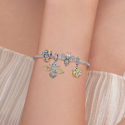 Bamoer 925 Sterling Silver Delicate Bee Series Charm Beads Silver Bumblebee Pendant fit for Silver Bracelet & Bangle DIY Gift