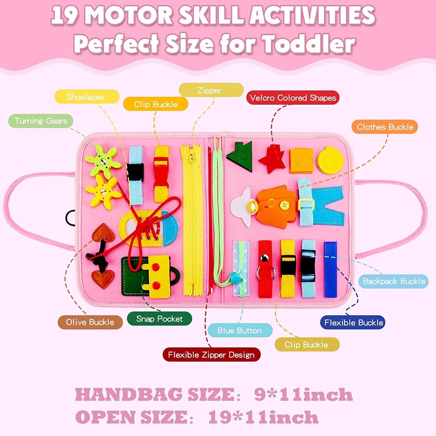 Montessori Sensory Toys Busy Board for Toddlers Promoting Motor Educational Activity Life Skills Learning for Kids With Autism