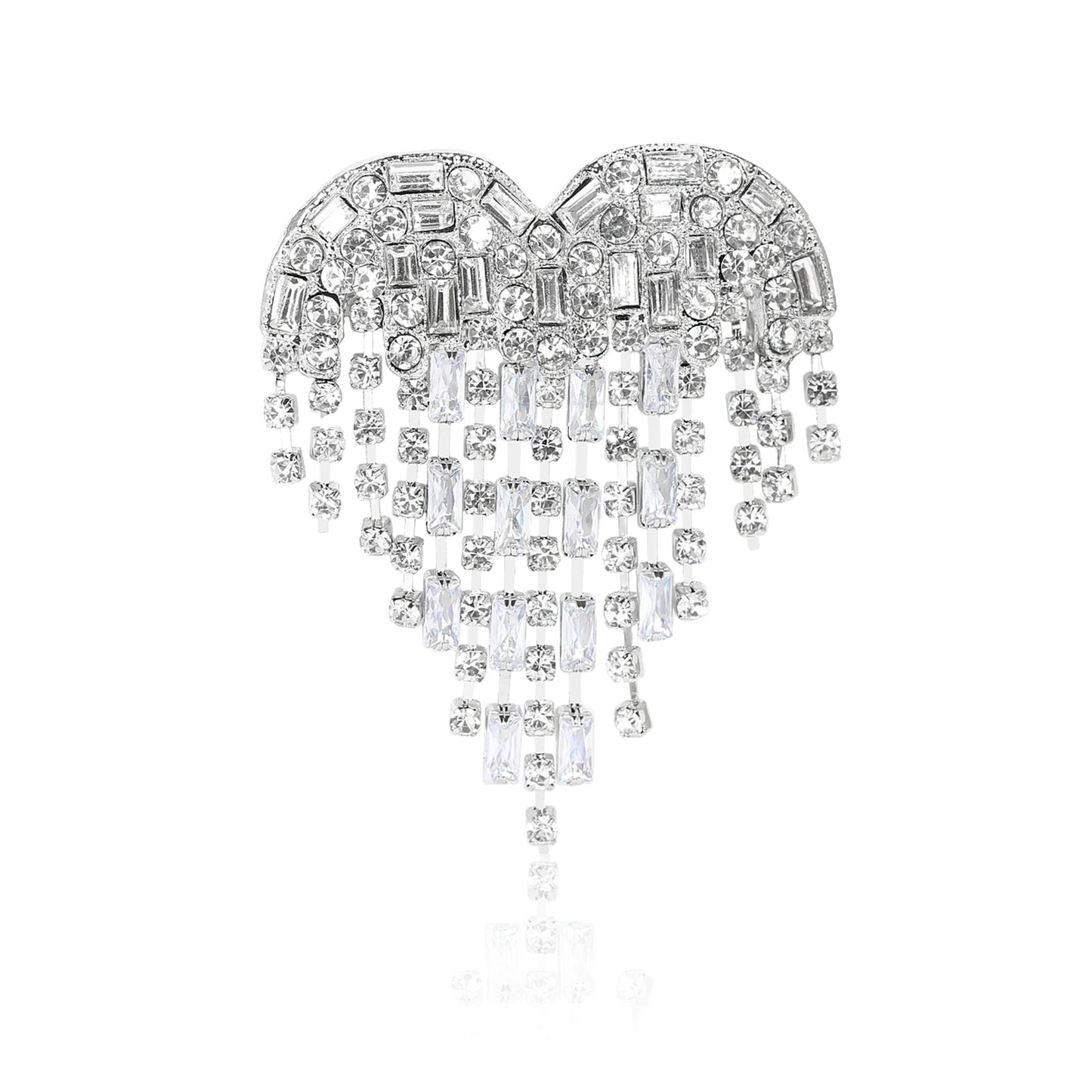 Beaut&Berry Valentine's Day Luxury Rhinestone Heart Brooches for Women Unisex Love Pins Casual Party Jewellery Accessories Gifts