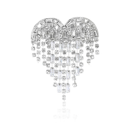 Beaut&Berry Valentine's Day Luxury Rhinestone Heart Brooches for Women Unisex Love Pins Casual Party Jewellery Accessories Gifts