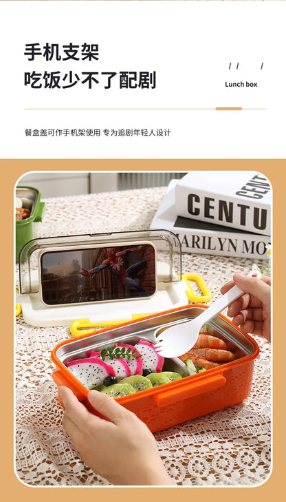 Kawaii Miffy Stainless Steel Divided Lunch Box Water Heated Student Lunch Box Cartoon Children's Lunchbox Christmas Gift Toys