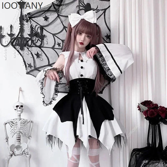 Halloween Maid Costume Cosplay Cute Sexy Costume Black And White Uniform Apron Dress Cute Bow Carnival Stage Performance Costume