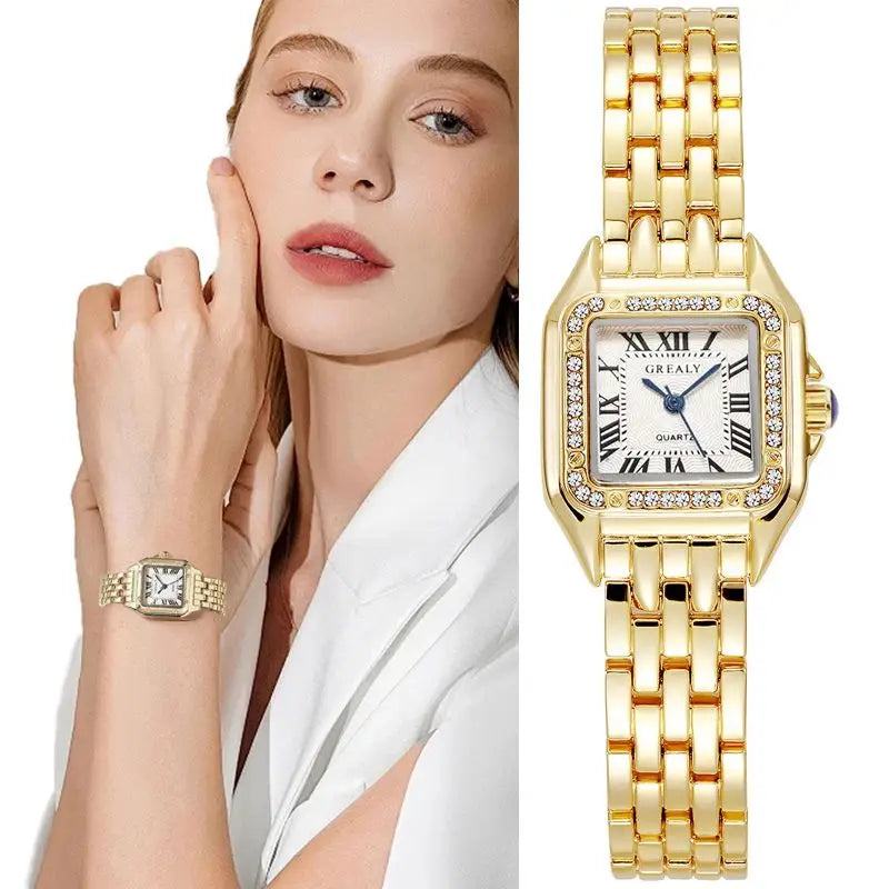 MAYZHISU Luxury Women's Watches Classic Brand Square Ladies Quartz Wristwatches Alloy Strap Business Female Clock Bracelet watch