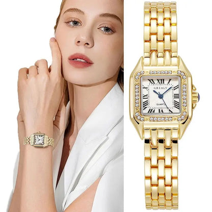 MAYZHISU Luxury Women's Watches Classic Brand Square Ladies Quartz Wristwatches Alloy Strap Business Female Clock Bracelet watch