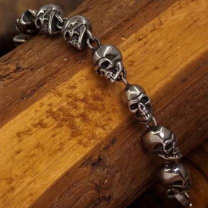 Vintage Gothic Full Skull Bracelet Motorcycle Riding Rock Bike Hip Hop Punk Jewelry Halloween Gift
