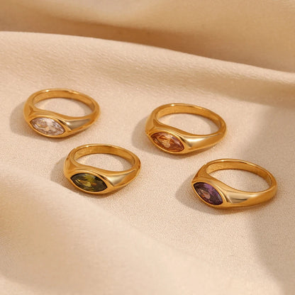 E.B.belle Zircon 18K Plated Stainless Steel Women's Rings Trendy Luxury Shiny Hypoallergenic Rings Sets Jewelry Decoration Gift