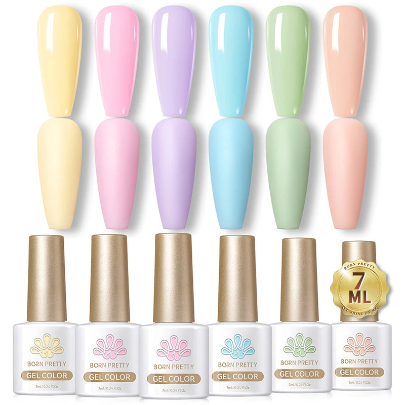 BORN PRETTY 7ml Glitter Gel Nail Polish Set Sparkly Shiny Gold Silver Pink Glitter Gel Polish Kit Winter Christmas Gift Box