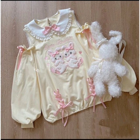 2026 Spring Japanese Cute T-shirts Women Casual Y2k Crop Top Kawaii Blouse and Mini Cake Skirts Outwear Lolita Vintage Tees Chic