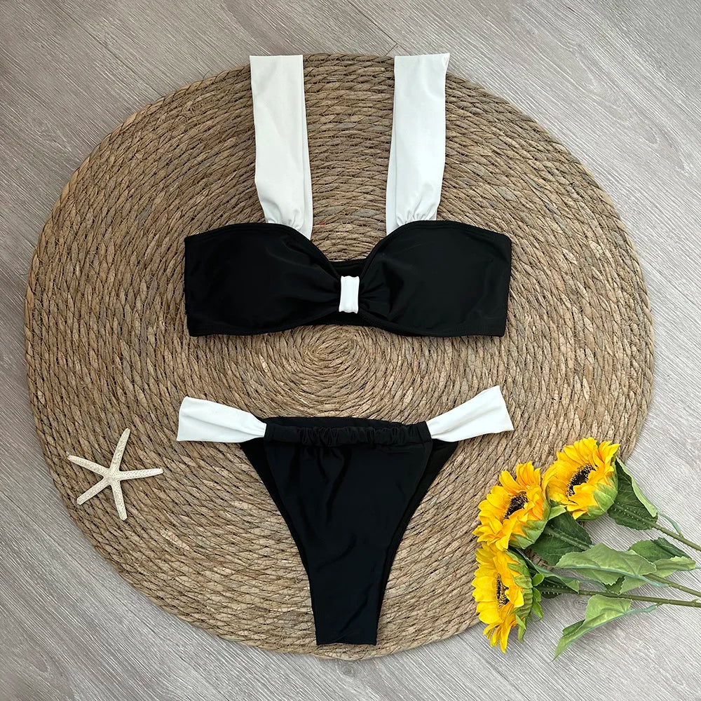 Black Bikini 2024 Sexy Micro Mujer Bikini Set Women Swimsuits Female Swimwear Brazilian Biquini Swimming Suit Solid Beachwear