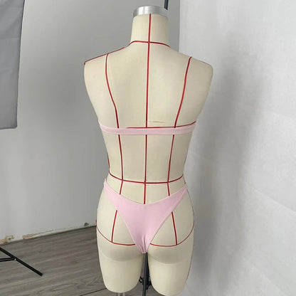 BEACHCICI Women's Bikini One Piece Summer Sexy Trending Solid Bandeau Slim Strapless Backless Holiday Beach Swimsuit Swimwear