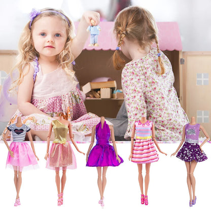 32pcs Toy Doll Decorative Polyester Fairy Clothes Mini Doll Sets Random Style for Changing Doll Clothes