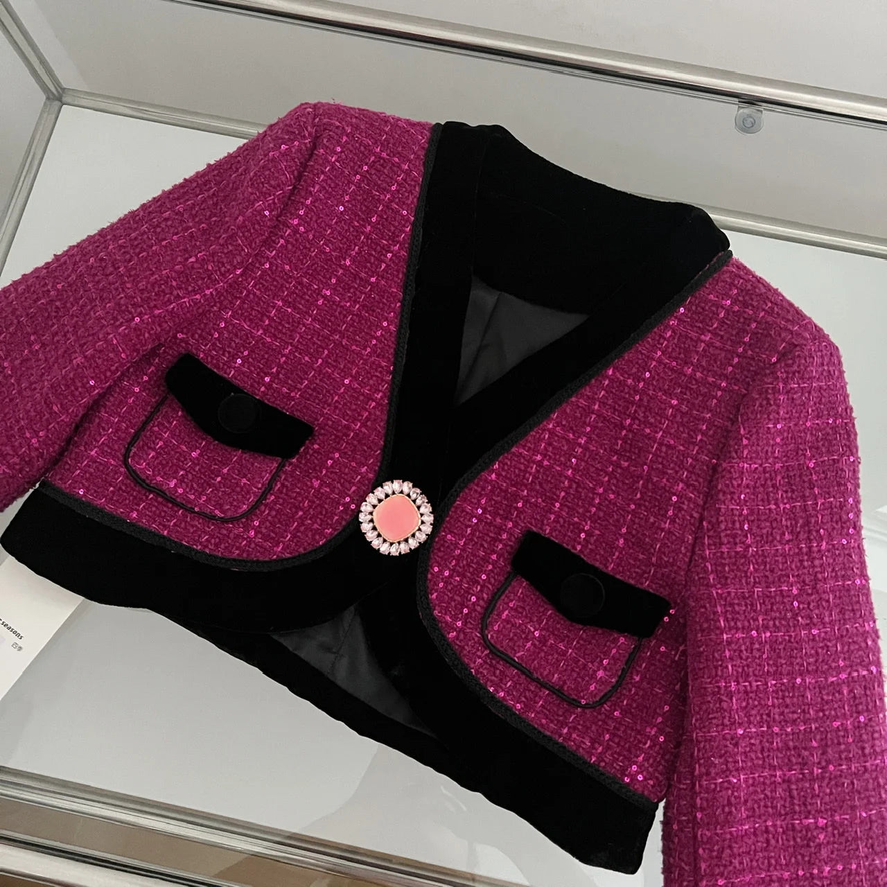 EtherealBe Sweet Pink Tweed Blazer for Ladies