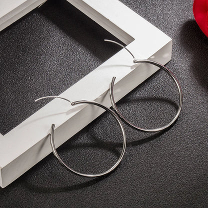 925 Sterling Silver 3/4/5/6CM Round Hoop Earrings For Women Fashion Party Luxury Jewelry Accessories Christmas GaaBou