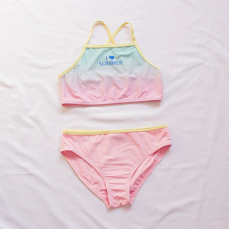 7-14Year Butterfly Print Child Bikini Set 2025 Girls Swimsuit Swimwear For Kids Summer Brazilian Teen Baby Swimming Suit Biquini