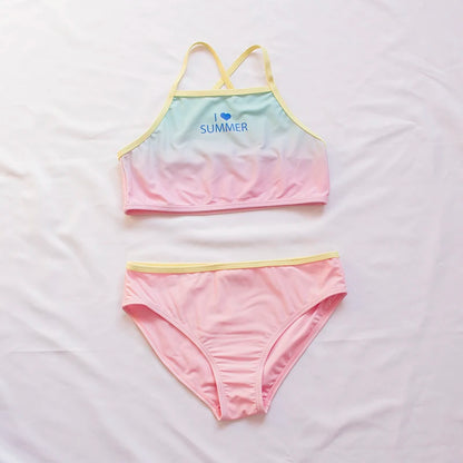 7-14Year Butterfly Print Child Bikini Set 2025 Girls Swimsuit Swimwear For Kids Summer Brazilian Teen Baby Swimming Suit Biquini