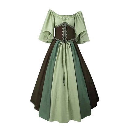 New Medieval Costume for Women Halloween Corset Gothic Renaissance Dress Plus Size Flare Sleeve Ball Gown Cosplay Clothes