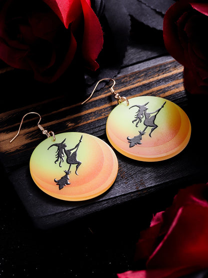 EtherealBe Halloween earrings for women featuring witches and cats in vibrant colors
