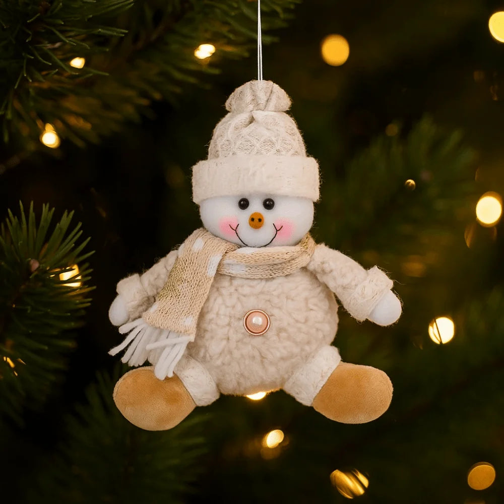 Cute Christmas Tree Pendant Figurine Ornament Elk Christmas Doll Ornament Snowman Elderly Santa Pendant Decor Scene Arrangement