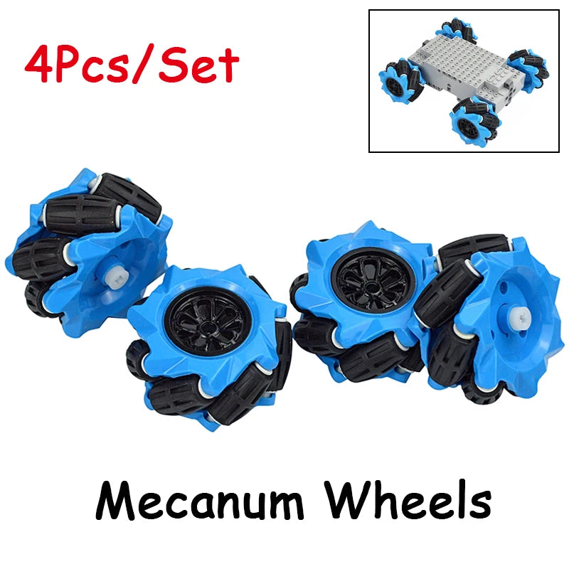 Mecanum MOC Technical Universal Omnidirectional for 45544 EV3 Robotics Model Parts DIY Building Blocks Tires Leduo