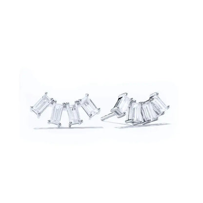 925 Sterling Silver Ear Needle Geometric Zircon Metal Earrings for women Shiny Crystal Luxury Small Stud Fashion Wedding Jewelry