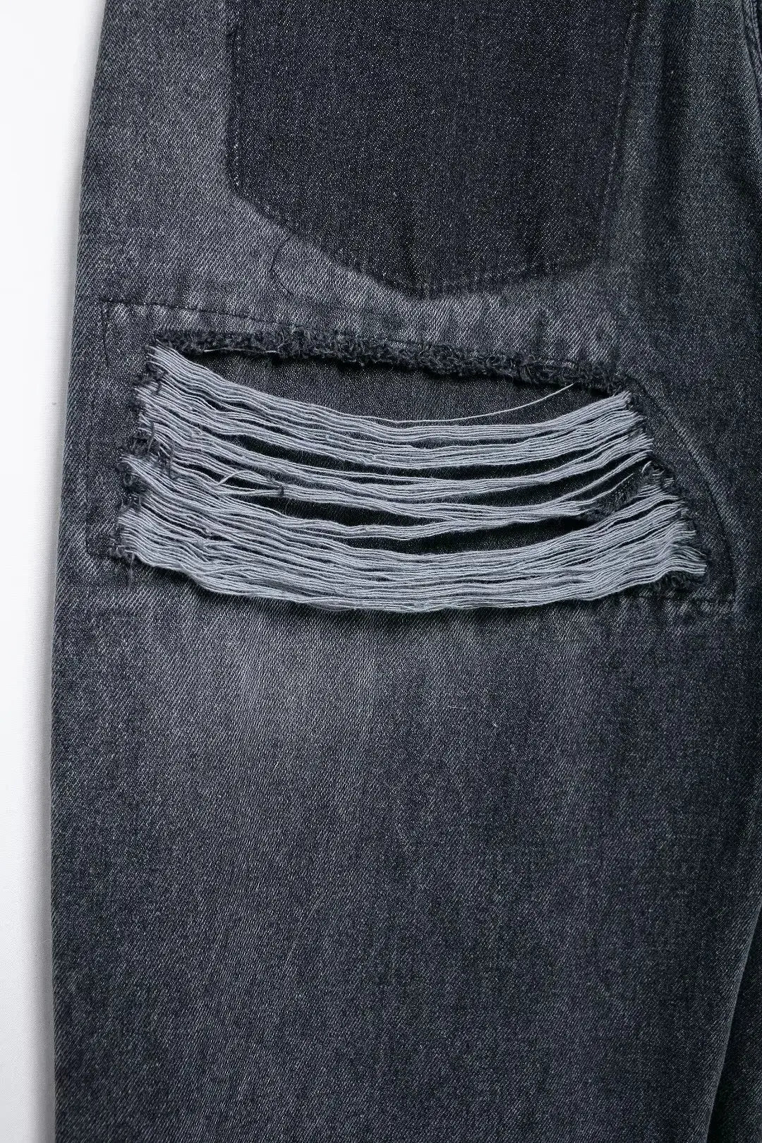 Jeans For Women 2024 Denim Solid Loose Zipper Fly Female Hole Trouser Pockets Wild Basic Commute Woman Wide Leg Long Pant