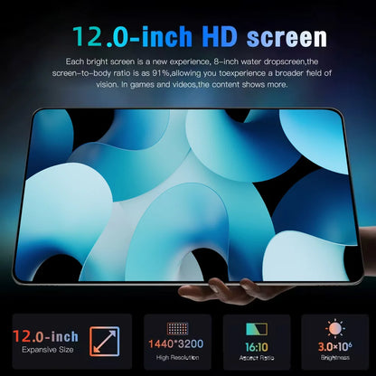 2025 NEW Original iPad PRO MAX 12inch Tablet Android 15 16GB+1TB 20000mAh 5G DualSIM Bluetooth WiFi HD 4K Screen Tablet PC Wifi7