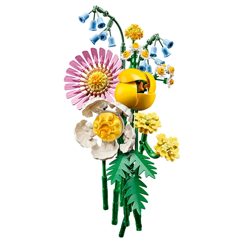 Lego blocks, romantic bouquets, DIY peony eternal flowers, MOC block toys, decorating girls' Valentine's Day gifts