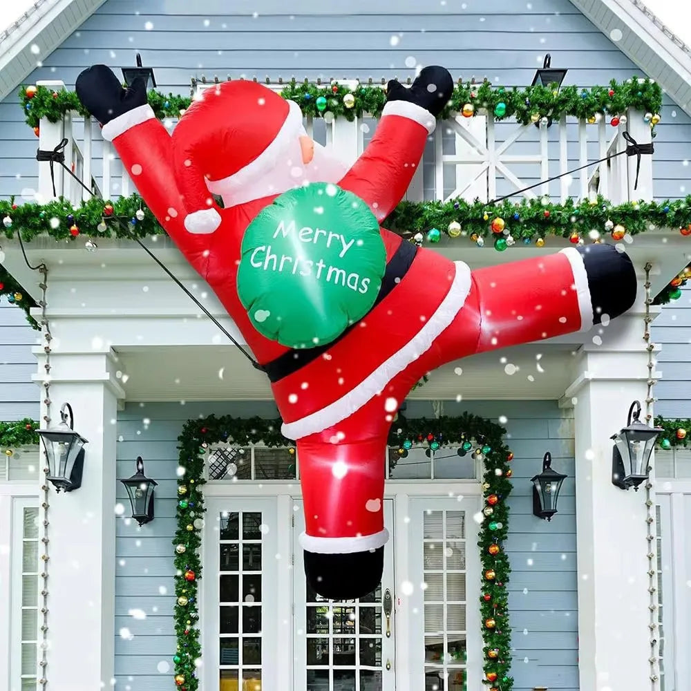 8FT Christmas Inflatables Climbing Santa Outdoor Decorations Christmas Inflatable Decorations with LED for Blow Up Yard Xmas