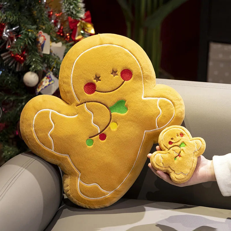 Christmas Decoration Ginger Bread Plush Pillow Stuffed Santa Claus Snowman Doll Christmas Tree Garland Cushion Best Gifts